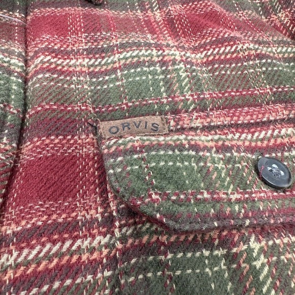 Orvis Classic Collection Men’s Medium Heavyweight‎ Pocketed Shacket Flannel Red - Picture 3 of 5